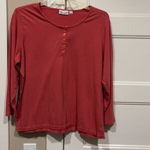 D & Co Denim & Co Sz 1X Terracotta Top